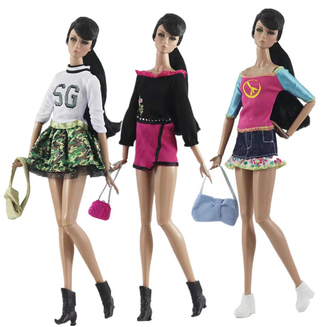 Akcesoria do ubrania dla lalek Barbie - sukienka „Princeska” z długimi rękawami dla dzieciowych strojów na co dzień, wraz z torbą na buty 11.5 BJD - Wianko - 1