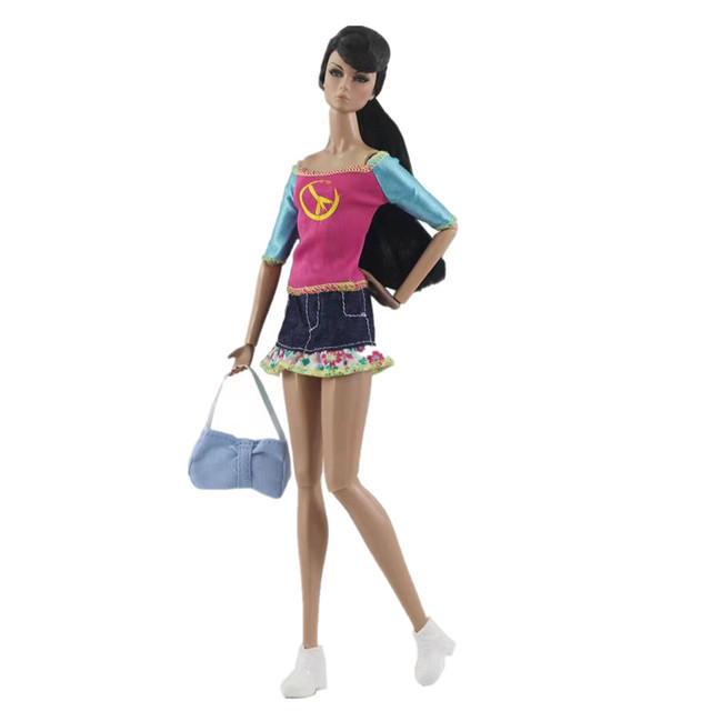 Akcesoria do ubrania dla lalek Barbie - sukienka „Princeska” z długimi rękawami dla dzieciowych strojów na co dzień, wraz z torbą na buty 11.5 BJD - Wianko - 9