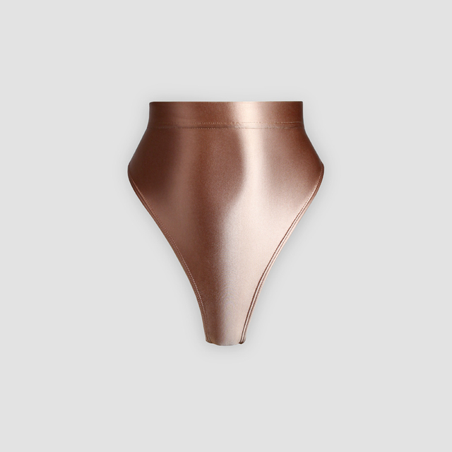 Błyszczące jedwabiste bikini wysokiej talii w kształcie litery T - Wianko - 22