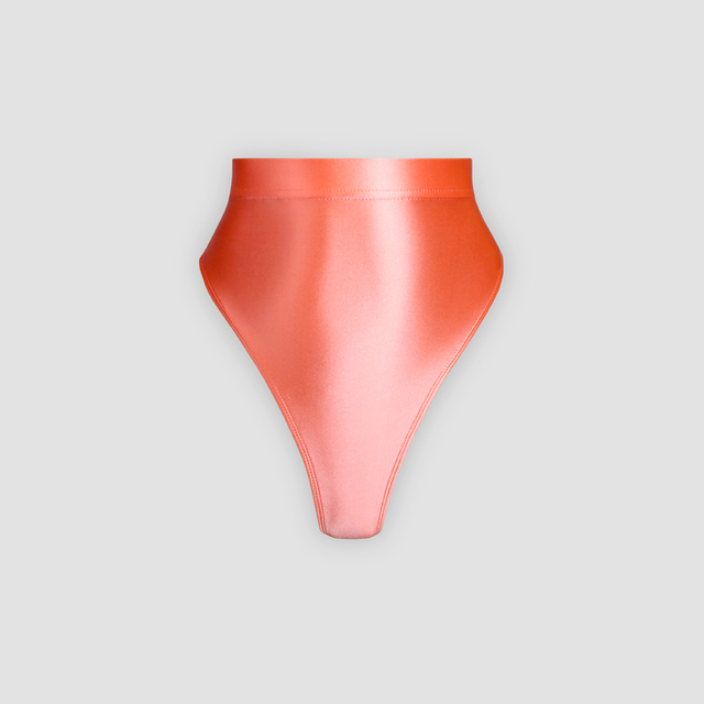 Błyszczące jedwabiste bikini wysokiej talii w kształcie litery T - Wianko - 27