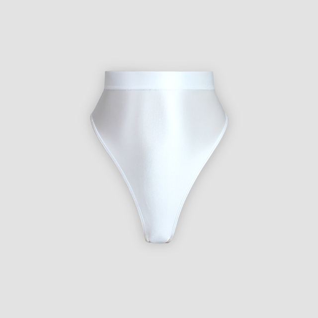 Błyszczące jedwabiste bikini wysokiej talii w kształcie litery T - Wianko - 15
