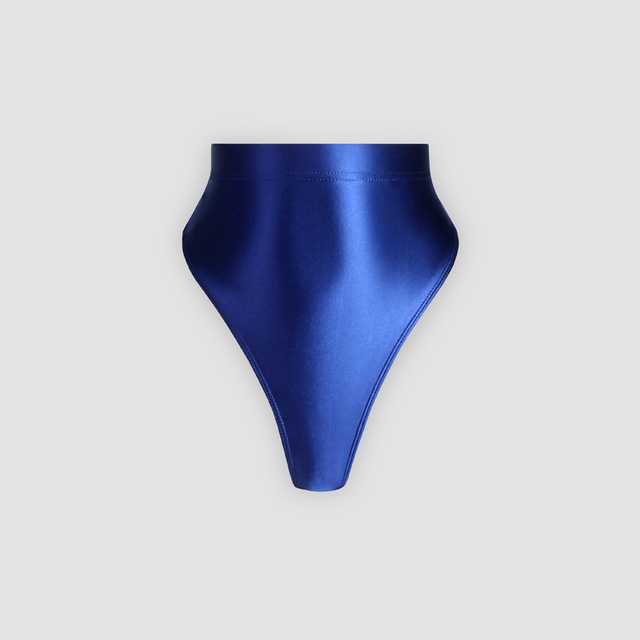 Błyszczące jedwabiste bikini wysokiej talii w kształcie litery T - Wianko - 13
