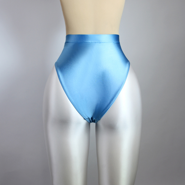 Błyszczące jedwabiste bikini wysokiej talii w kształcie litery T - Wianko - 8