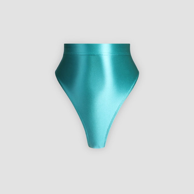 Błyszczące jedwabiste bikini wysokiej talii w kształcie litery T - Wianko - 29