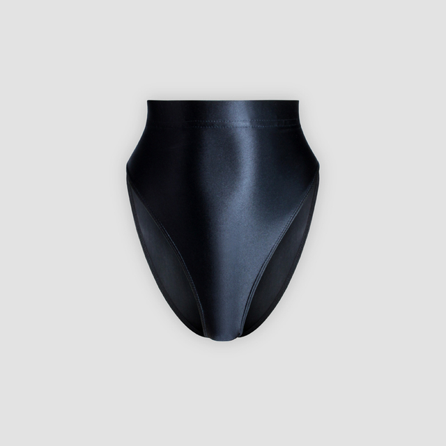 Błyszczące jedwabiste bikini wysokiej talii w kształcie litery T - Wianko - 9