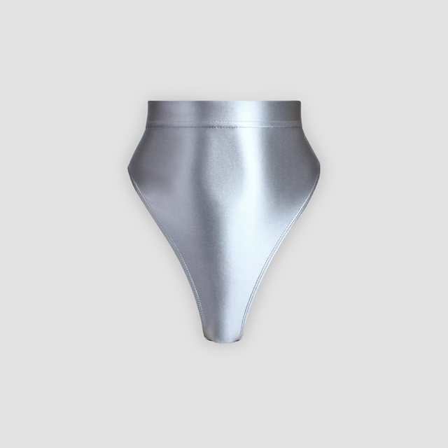 Błyszczące jedwabiste bikini wysokiej talii w kształcie litery T - Wianko - 20