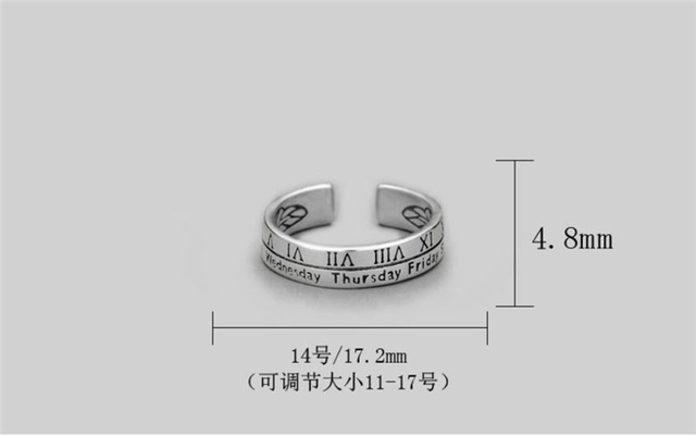 Pierścień regulowany z litery srebrnej Retro w stylu sezonowym dla kobiet, dziewczyn SR070 - Wianko - 12