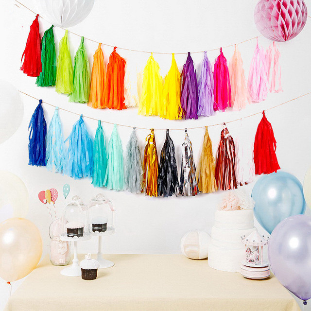 Zestaw bibułek DIY - mieszane papierowe girlandy z frędzelkami na ślub, dekoracje na imprezę urodzinową, kąski do kąpieli dla dzieci - Wianko - 2