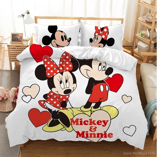 Zestaw pościeli Mickey Mouse kwiaty 3D - kołdra z nadrukiem + Minnie pościel dla par, dla chłopców i dziewcząt - Wianko - 6