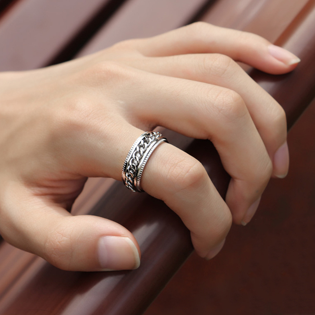 Obrotowe pierścienie łońcucha Stress Relief 9 Style Spinner dla mężczyzn i kobiet - biżuteria prezentowa - Wianko - 10