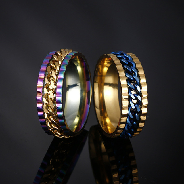 Obrotowe pierścienie łońcucha Stress Relief 9 Style Spinner dla mężczyzn i kobiet - biżuteria prezentowa - Wianko - 6