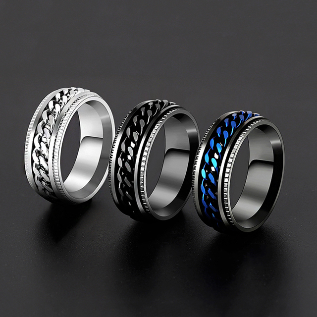 Obrotowe pierścienie łońcucha Stress Relief 9 Style Spinner dla mężczyzn i kobiet - biżuteria prezentowa - Wianko - 1