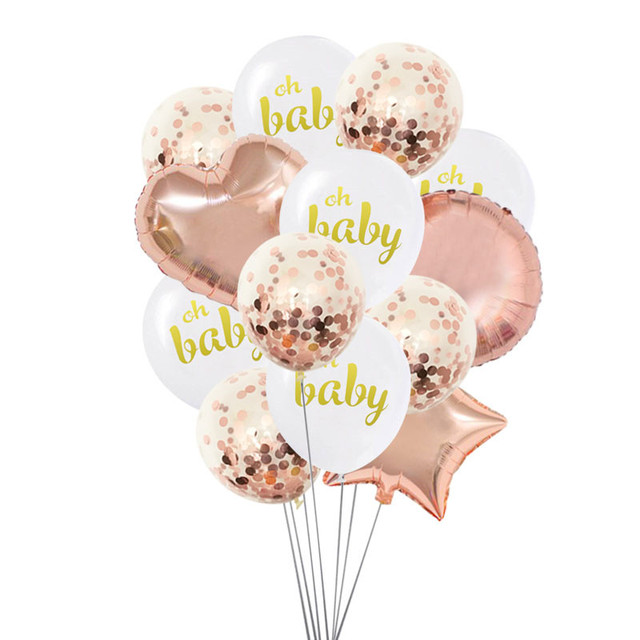 10 sztuk lateksowych balonów Oh Baby z konfetti na przyjęcie gwiazd serca na płeć dziecka i ślubne dekoracje - Wianko - 4