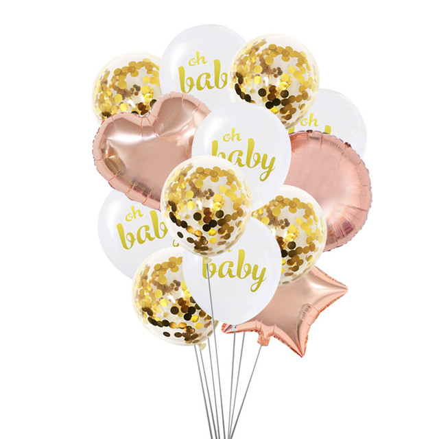 10 sztuk lateksowych balonów Oh Baby z konfetti na przyjęcie gwiazd serca na płeć dziecka i ślubne dekoracje - Wianko - 3