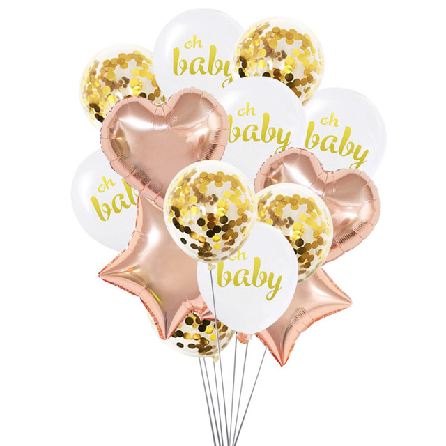10 sztuk lateksowych balonów Oh Baby z konfetti na przyjęcie gwiazd serca na płeć dziecka i ślubne dekoracje - Wianko - 7