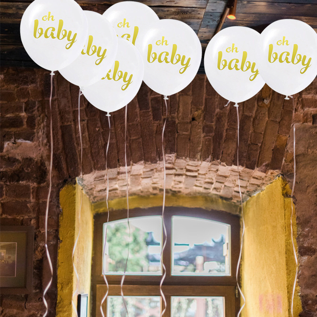 10 sztuk lateksowych balonów Oh Baby z konfetti na przyjęcie gwiazd serca na płeć dziecka i ślubne dekoracje - Wianko - 8