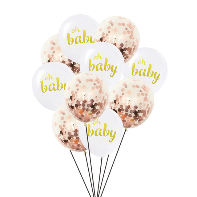 10 sztuk lateksowych balonów Oh Baby z konfetti na przyjęcie gwiazd serca na płeć dziecka i ślubne dekoracje - Wianko - 5
