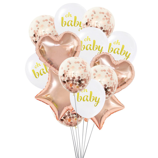 10 sztuk lateksowych balonów Oh Baby z konfetti na przyjęcie gwiazd serca na płeć dziecka i ślubne dekoracje - Wianko - 6