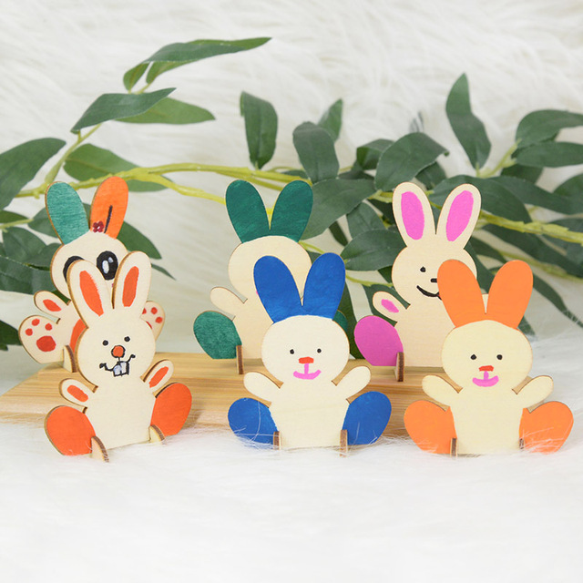 10 sztuk drewnianych ozdób wielkanocnych w kształcie króliczków do samodzielnego malowania przez dzieci - naturalne, niedokończone plastry drewna - Wianko - 19