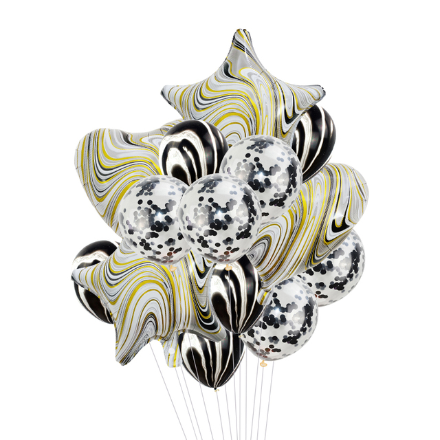 Zestaw 14 sztuk dekoracyjnych balonów agatowych, 18 cali, foliowe balony z helem - Balony i akcesoria urodzinowe miłości firmy Globos - Wianko - 4