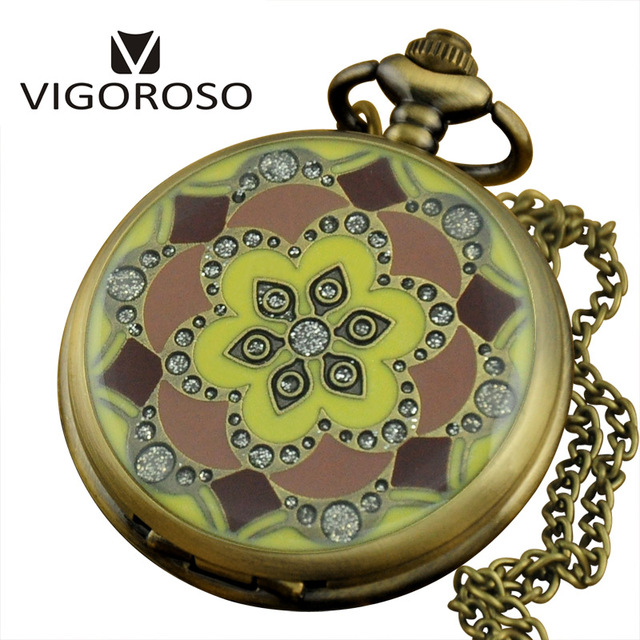 Kieszonkowy zegarek Vintage Diamond kwarcowy z większymi rozmiarami i naszyjnikowym łańcuszkiem - Wianko - 1