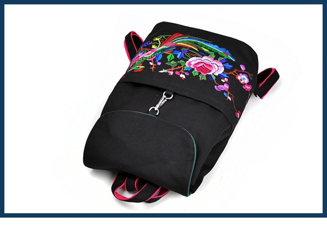 Nowy plecak z haftem etnicznym z Yunnanu na płótnie - idealny dla kobiet - Wianko - 21
