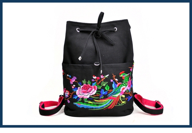Nowy plecak z haftem etnicznym z Yunnanu na płótnie - idealny dla kobiet - Wianko - 17