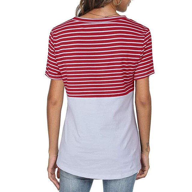 Koszulka damska Casual z krótkim rękawem, luźny fason z dekoltem w kształcie litery o - Wianko - 7