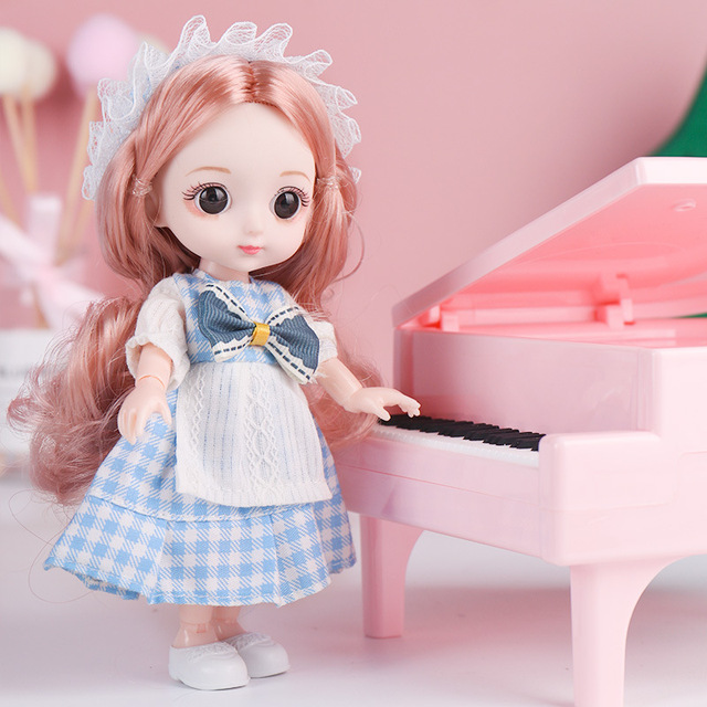 BJD Mini lalka 16 cm 13-ruchowa, wspólna dziewczyna z niebieskimi, dużymi oczami - piękne DIY zabawki w ubrankach 1/8 mody - Wianko - 5