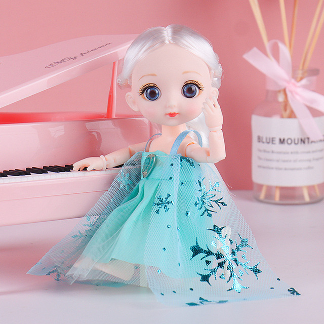 BJD Mini lalka 16 cm 13-ruchowa, wspólna dziewczyna z niebieskimi, dużymi oczami - piękne DIY zabawki w ubrankach 1/8 mody - Wianko - 4