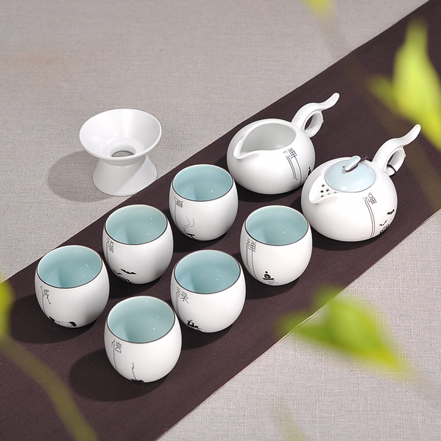 Filiżanka kawy kubek herbaty miska chiński zestaw akcesoria do herbaty 4 sztuki ręcznie wykonane z ceramiki - Wianko - 2
