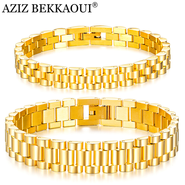 Klasyczna złota bransoletka męska ze stali nierdzewnej - Aziz Bekkaoui - Wianko - 3