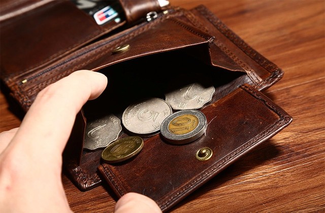 Genodern Vintage portfel męski ze skóry Crazy Horse z kieszonką na monety - brązowy - Wianko - 15