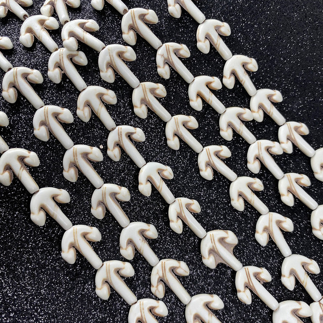 26 sztuk koralików białych z turkusowym kamieniem w kształcie kotwicy do tworzenia biżuterii DIY - bransoletki, naszyjniki (rozmiar 13x15mm) - Wianko - 2