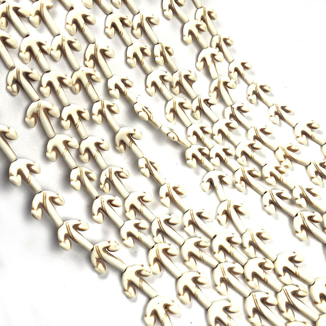 26 sztuk koralików białych z turkusowym kamieniem w kształcie kotwicy do tworzenia biżuterii DIY - bransoletki, naszyjniki (rozmiar 13x15mm) - Wianko - 4