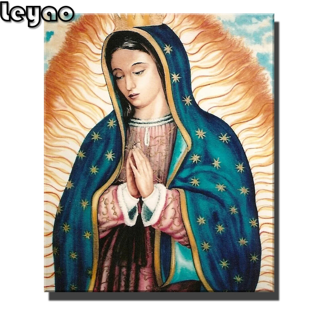 Pełne diamentowe kwadraciki - DIY diamentowe malowanie Pani z Guadalupe - Martha's lady  - wysoka jakość - Wianko - 2