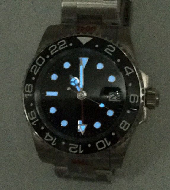 Męski automatyczny zegarek mechaniczny GMT 40MM ze stalową obudową, świecącymi oznaczeniami i obrotowym stalowym pasem 2 - Wianko - 5