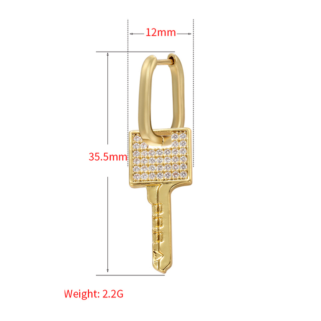 Kolczyki Hoop QMHJE z geometrycznym kluczem, metalowym paskiem, prostokątnym i kwadratowym kształtem, zdobione kryształami CZ, złoty i srebrny kolor, biżuteria dla kobiet - Wianko - 1