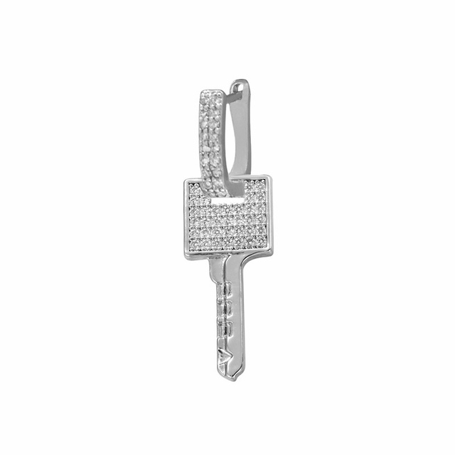 Kolczyki Hoop QMHJE z geometrycznym kluczem, metalowym paskiem, prostokątnym i kwadratowym kształtem, zdobione kryształami CZ, złoty i srebrny kolor, biżuteria dla kobiet - Wianko - 3