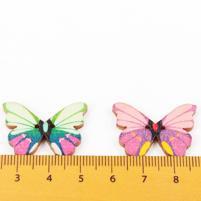 Mieszane kolorowe drewniane motyle guziki z kształtami 2 otwory - 30 sztuk - Wianko - 5