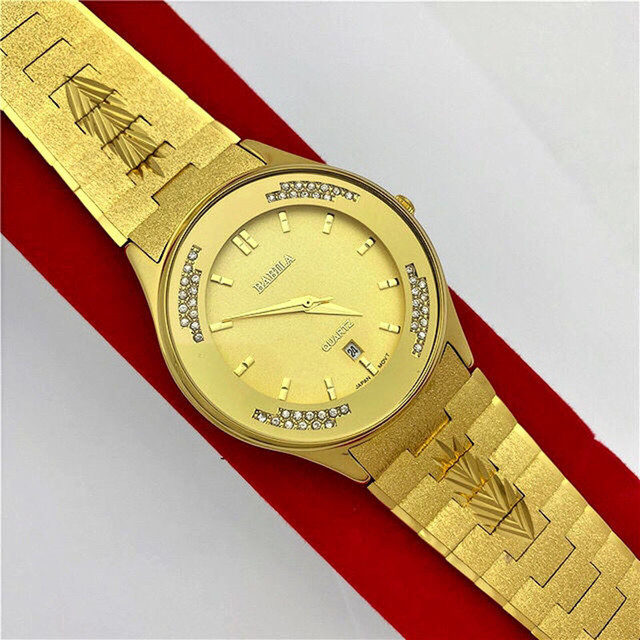 Męski zegarek kwarcowy z 2021 roku, ultra cienki, retro, rzeźbiony, ze złoconym ruchem, z diamentem i kalendarzem - Wianko - 4