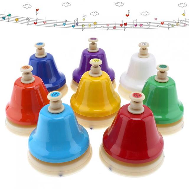 Dzwonek ręczny zestaw Instrument muzyczny dla dzieci, 8 kolorowych dzwonków, edukacja wczesna dzieci - Wianko - 1