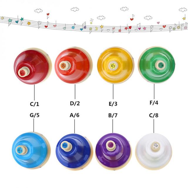 Dzwonek ręczny zestaw Instrument muzyczny dla dzieci, 8 kolorowych dzwonków, edukacja wczesna dzieci - Wianko - 2