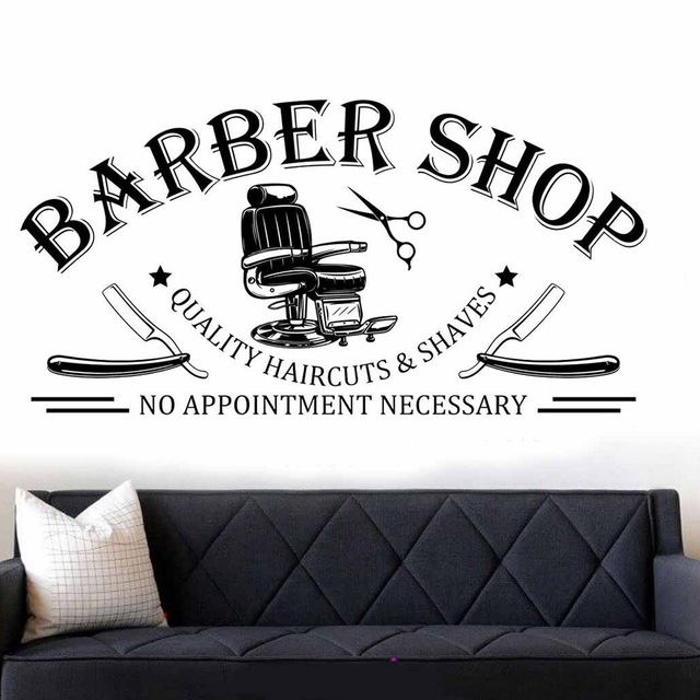 Naklejka ścienno-witrażowa Barbershop - dekoracja wnętrza salonu fryzjerskiego (C706) - Wianko - 1