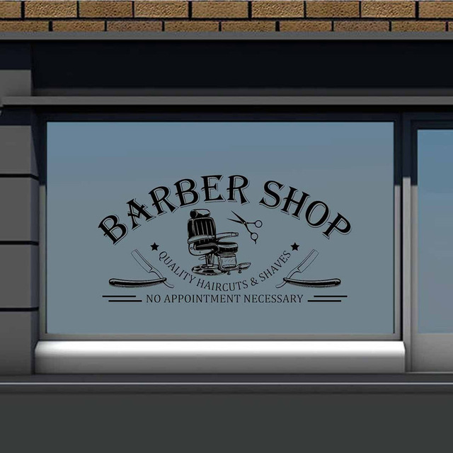 Naklejka ścienno-witrażowa Barbershop - dekoracja wnętrza salonu fryzjerskiego (C706) - Wianko - 2