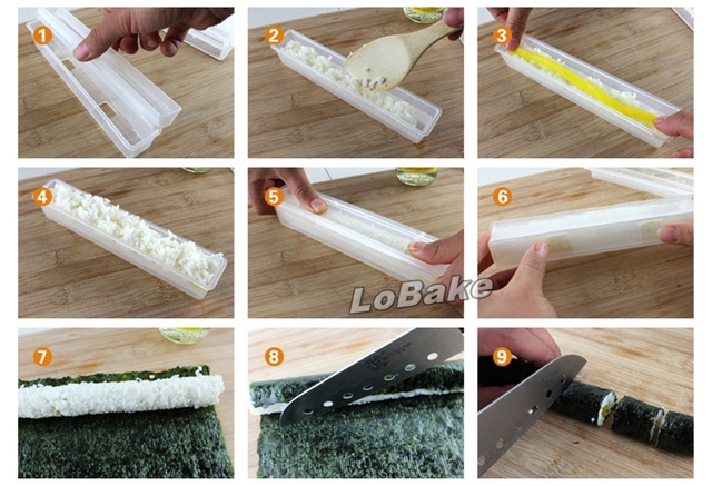 Brand new wewnątrz 19*2.5cm z tworzywa sztucznego można rozdzielić rolki do robienia sushi zestaw form ryż rolki formy sushi bazooka na przybory kuchenne - Wianko - 14