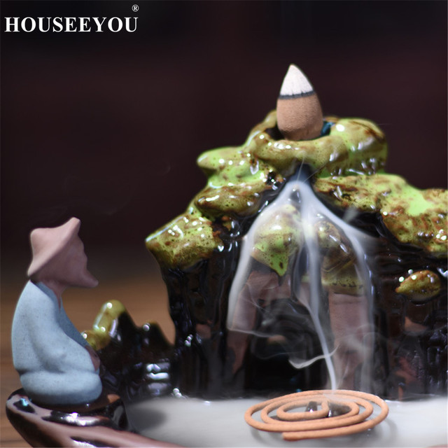Ceramiczny stojak na kadzidełka do domu z cofającym się dymem + 10 sztuk kadzidełek aromatycznych Zen - Wianko - 5
