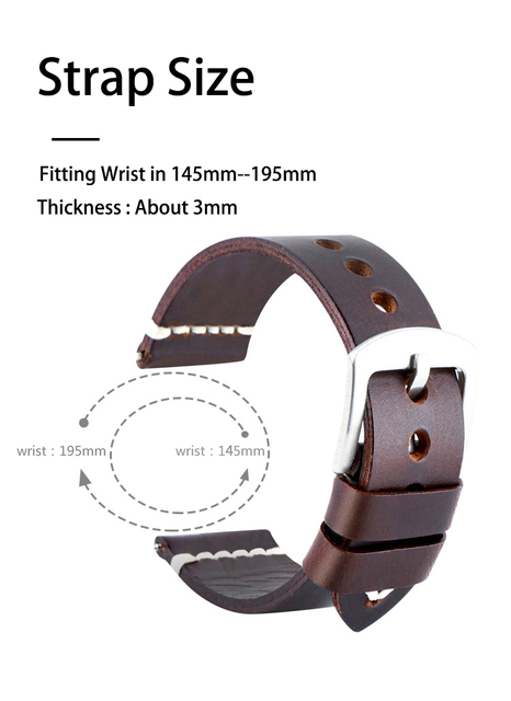 Skórzany pasek do zegarków Vintage lśniący połysk 18mm/20mm/22mm z wysokiej jakości skóry wołowej dla GT 2 Pro Gear S3 - Wianko - 12