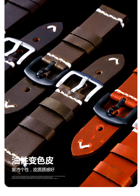 Skórzany pasek do zegarków Vintage lśniący połysk 18mm/20mm/22mm z wysokiej jakości skóry wołowej dla GT 2 Pro Gear S3 - Wianko - 11