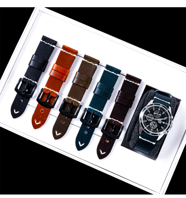 Skórzany pasek do zegarków Vintage lśniący połysk 18mm/20mm/22mm z wysokiej jakości skóry wołowej dla GT 2 Pro Gear S3 - Wianko - 14